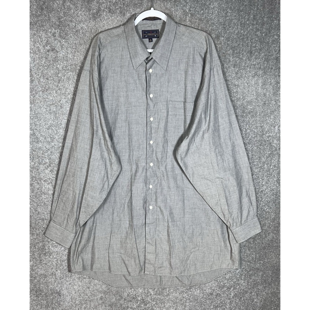 Vintage The Arrow Company Button Up Dress Shirt Mens Size 18 36-37 Gray Pocket